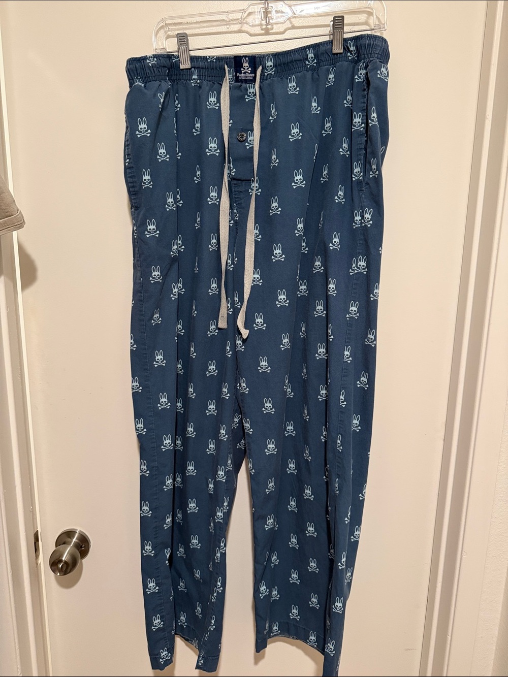 Psycho Bunny Blue Joggers with Light Blue Bunny Print